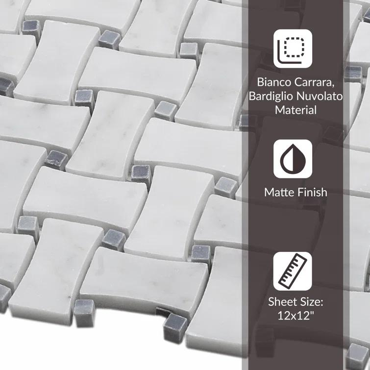 12" x 12" Natural Stone Basketweave Mosaic Wall & Floor Tile