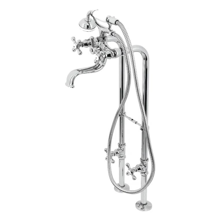 Kingston Brass CCK226K1 Kingston Brass Kingston Three-Handle 2-Hole Freestanding Clawfoot Tub Faucet Package with Supply Line and Stop Valve