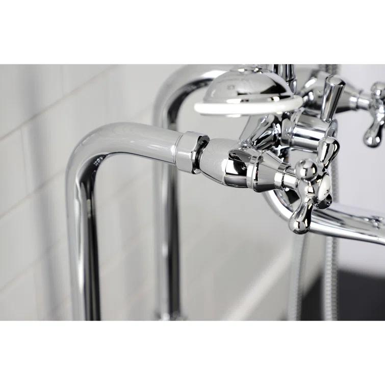 Kingston Brass CCK226K1 Kingston Brass Kingston Three-Handle 2-Hole Freestanding Clawfoot Tub Faucet Package with Supply Line and Stop Valve