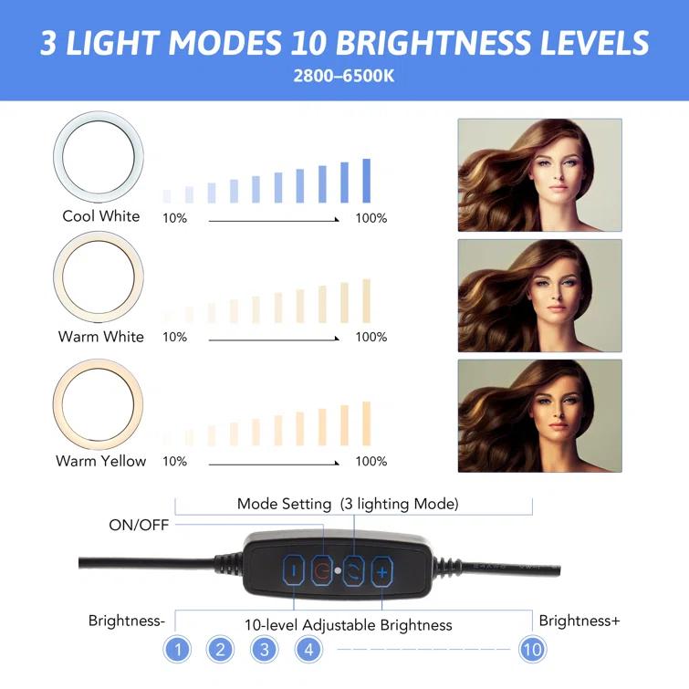 Dimmable Ring Lighting Kit Tripod with Light Stand