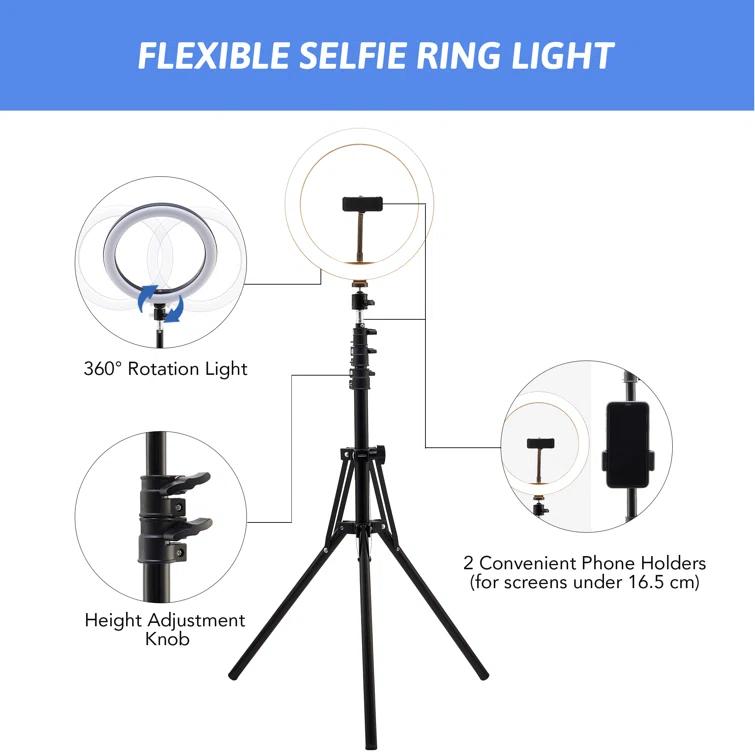 Dimmable Ring Lighting Kit Tripod with Light Stand