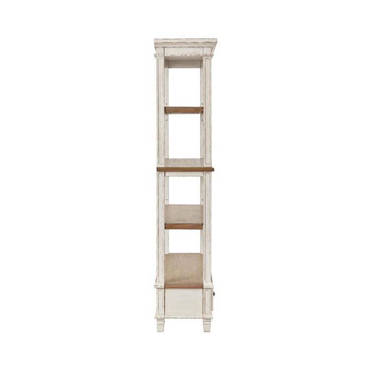 75" Realyn Bookshelf - Signature Design by Ashley: Cottage Style, Antiqued Two-Tone Finish, Open Shelves