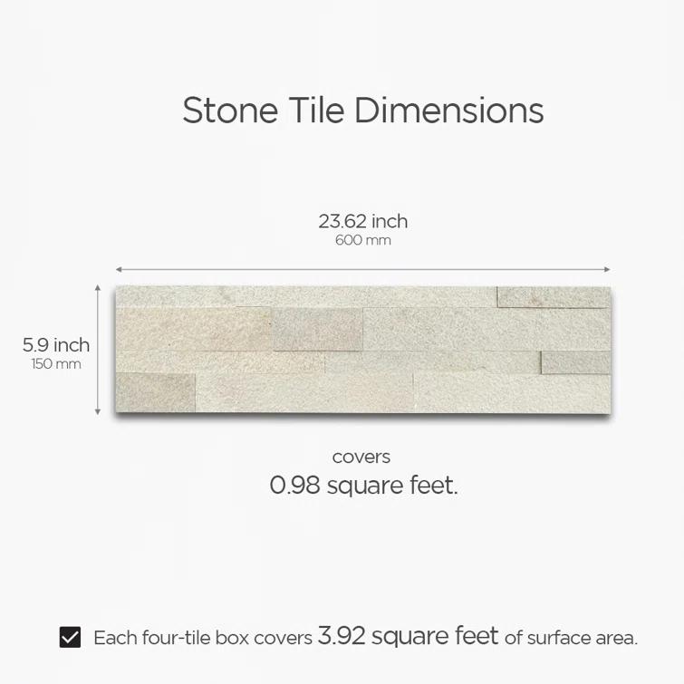 5.9'' W x 23.6'' L Natural Stone Peel and Stick Mosaic Tile