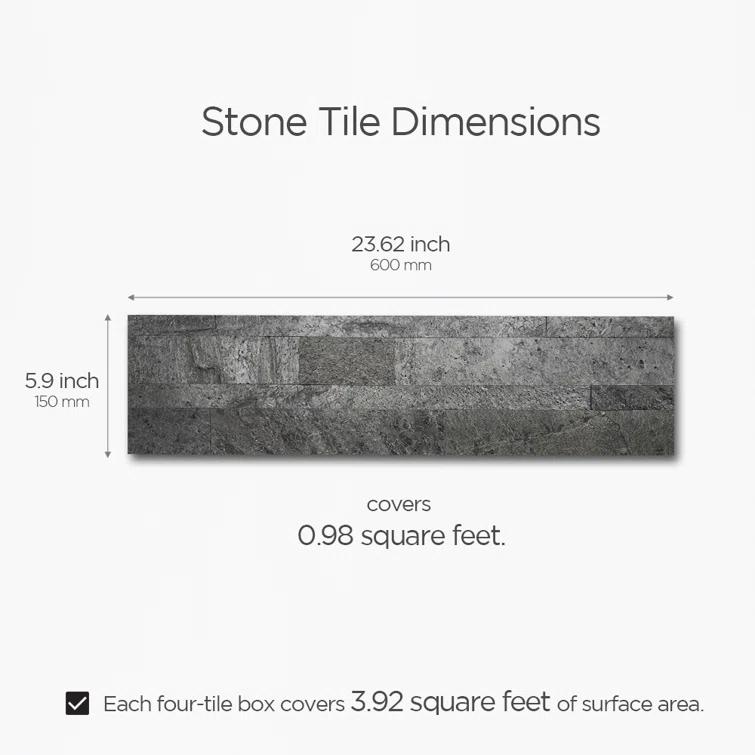 5.9'' W x 23.6'' L Natural Stone Peel and Stick Mosaic Tile