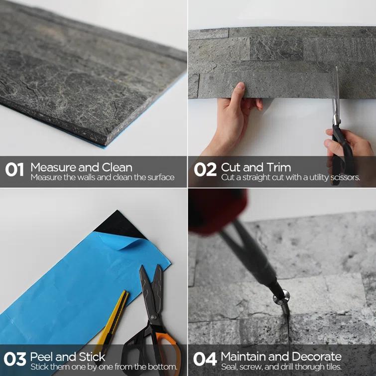 5.9'' W x 23.6'' L Natural Stone Peel and Stick Mosaic Tile