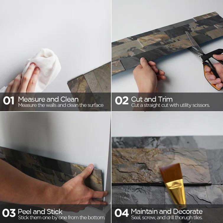 6'' W x 24'' L Natural Stone Peel and Stick Mosaic Tile