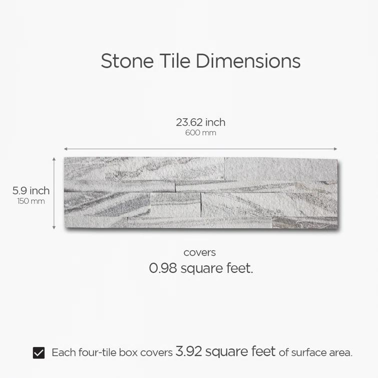 6'' W x 24'' L Natural Stone Peel and Stick Mosaic Tile