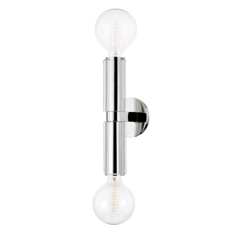 Sleek Transitional 24.75" Silver Nickel Dimmable Wall Sconce