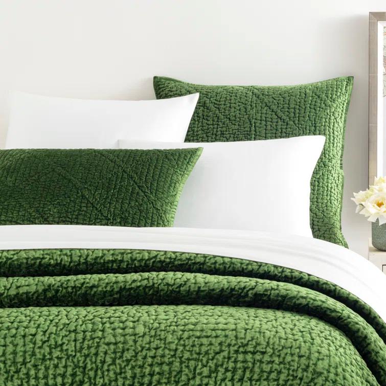 Pine Cone Hill Parisienne Velvet Evergreen Quilted Sham