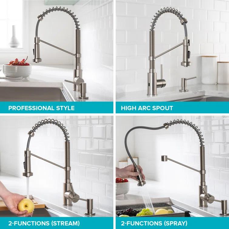 KRAUS Bolden Commercial Style 2-Function Single Handle Pull Down Kitchen Faucet
