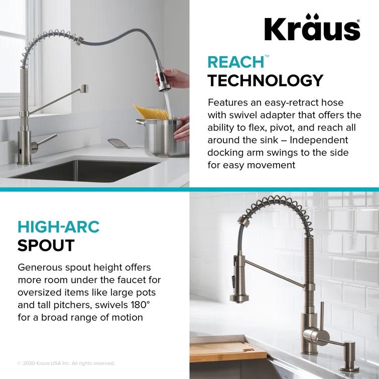 KRAUS Bolden Commercial Style 2-Function Single Handle Pull Down Kitchen Faucet