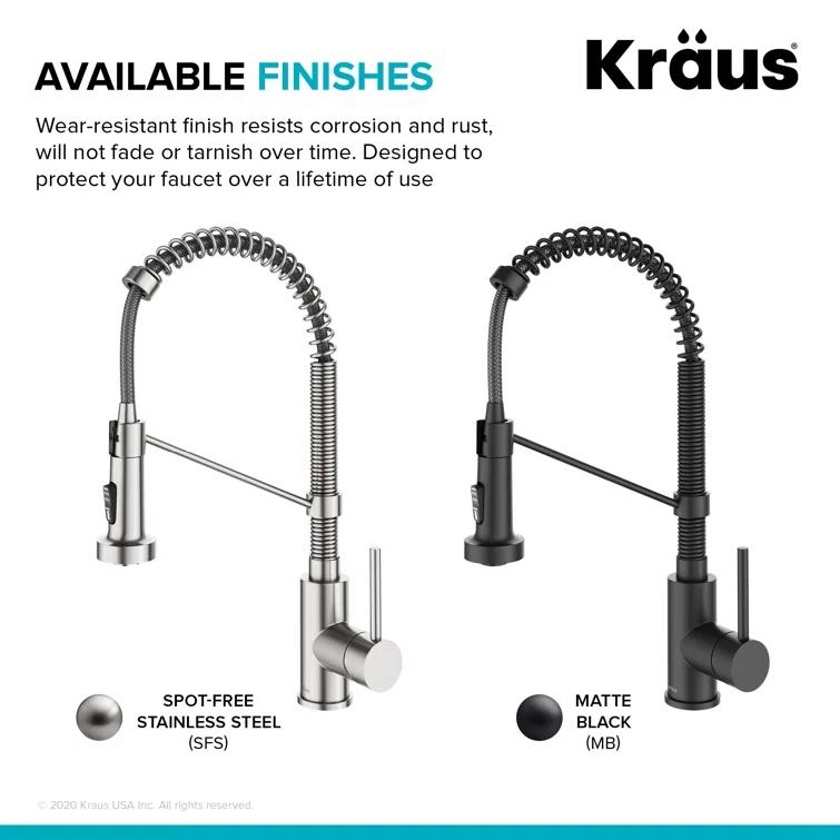 KRAUS Bolden Commercial Style 2-Function Single Handle Pull Down Kitchen Faucet with Soap Dispenser