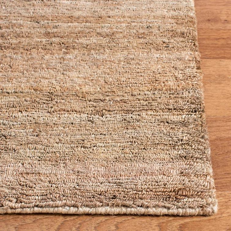 Hand-Knotted Stripe Wool Area Rug in Neutral Tobacco, 4' x 6'