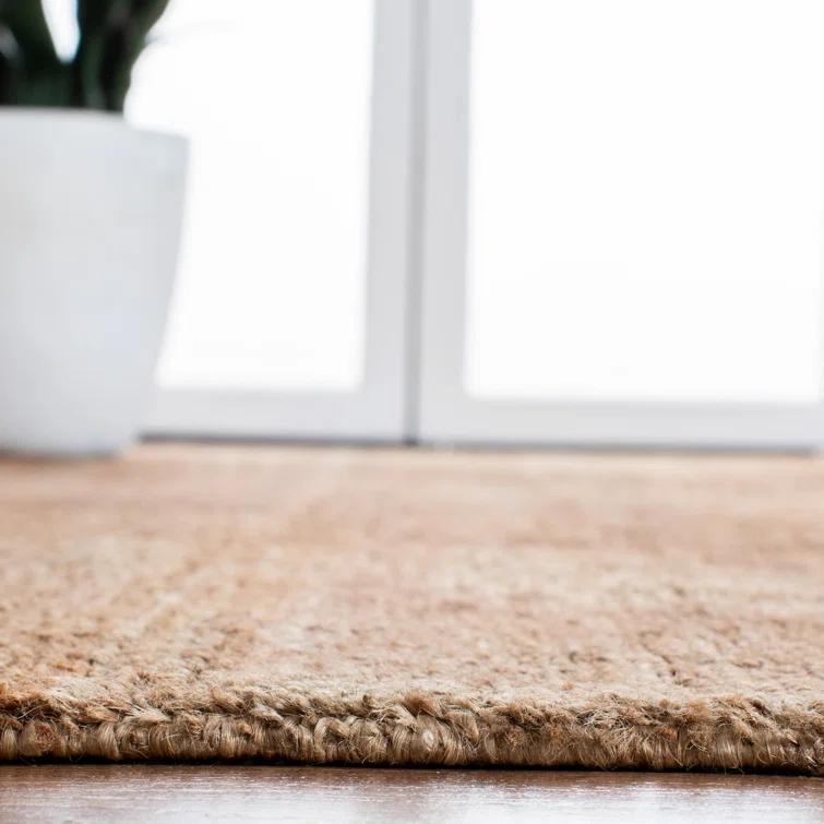 Hand-Knotted Stripe Wool Area Rug in Neutral Tobacco, 4' x 6'