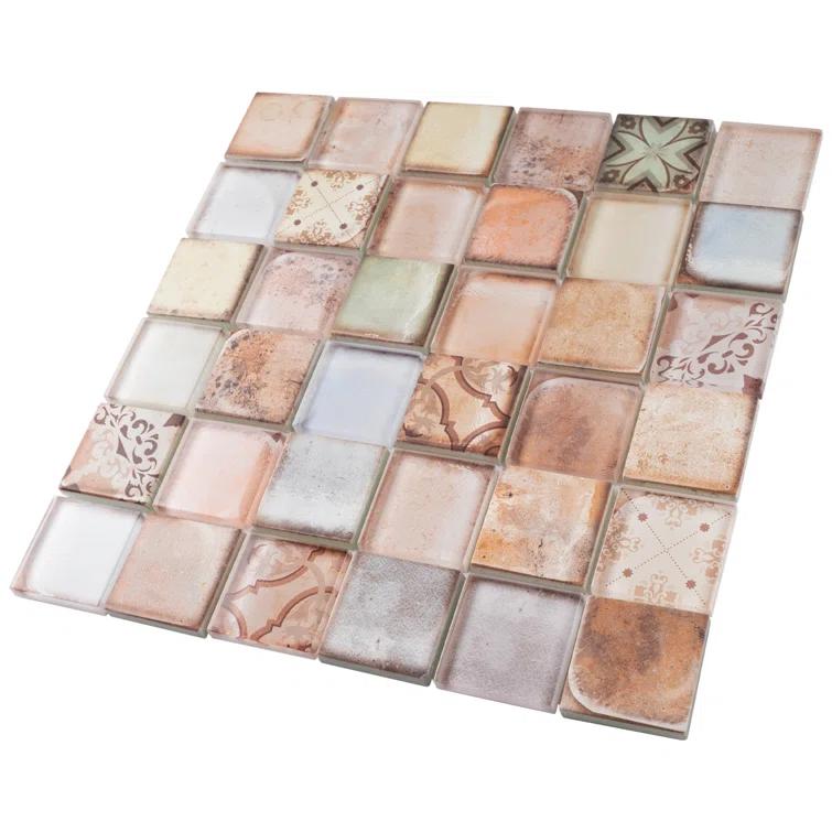 Supreme Tile Classic Roman 11.82 in. x 11.82 in. Squares Glossy Glass Mosaic Tile