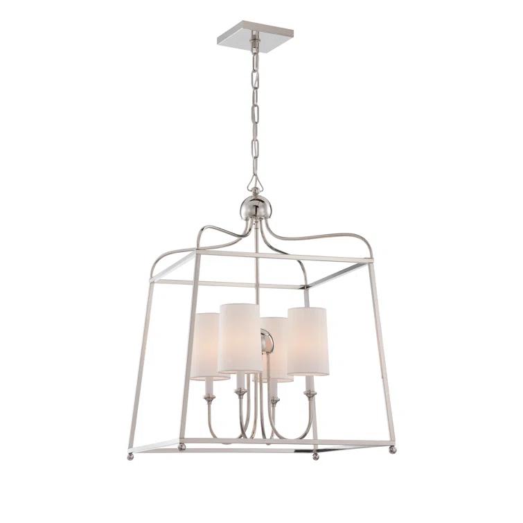 Four Light Chandelier With Linen Fabric Shades In Traditional Style 21.5 Inches Wide By 29.75 Inches High     -Traditional Installation Crystorama