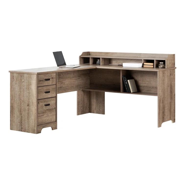 L-Shaped Computer Desk with Power Outlet