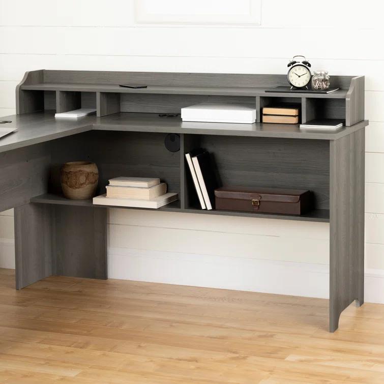 L-Shaped Computer Desk with Power Outlet