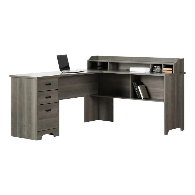 L-Shaped Computer Desk with Power Outlet