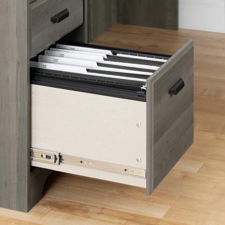 L-Shaped Computer Desk with Power Outlet