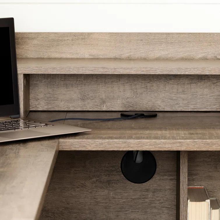 L-Shaped Computer Desk with Power Outlet