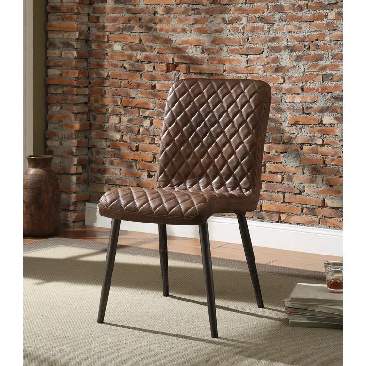 17 Stories 19'' H Genuine Leather Upholstered Side Chair (Set of 2)