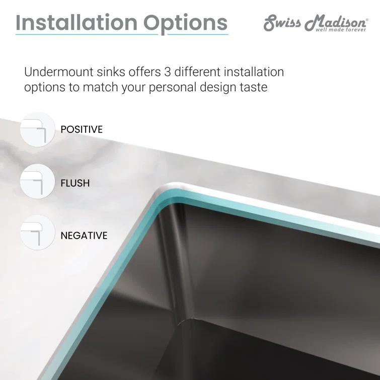 Tourner 26 x 18 Stainless Steel, Single Basin, Undermount Kitchen Sink