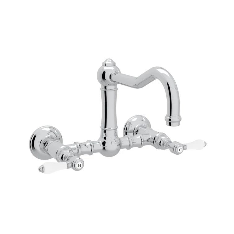 Acqui Wall Mount Bridge Kitchen Faucet With Column Spout