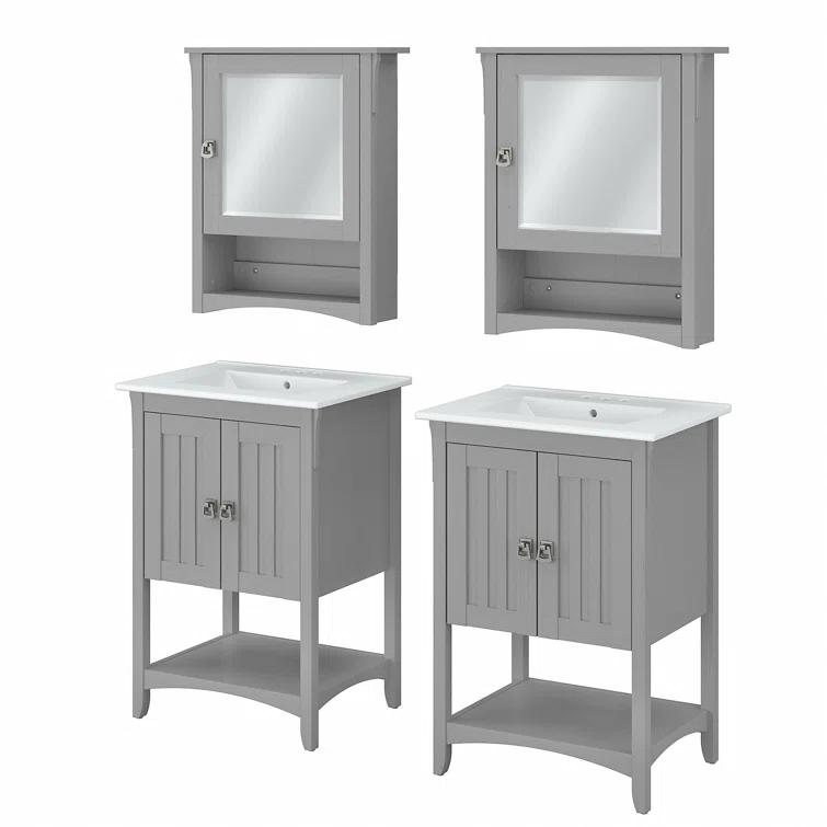 Double Bathroom Vanity with Ceramic Top with Mirror