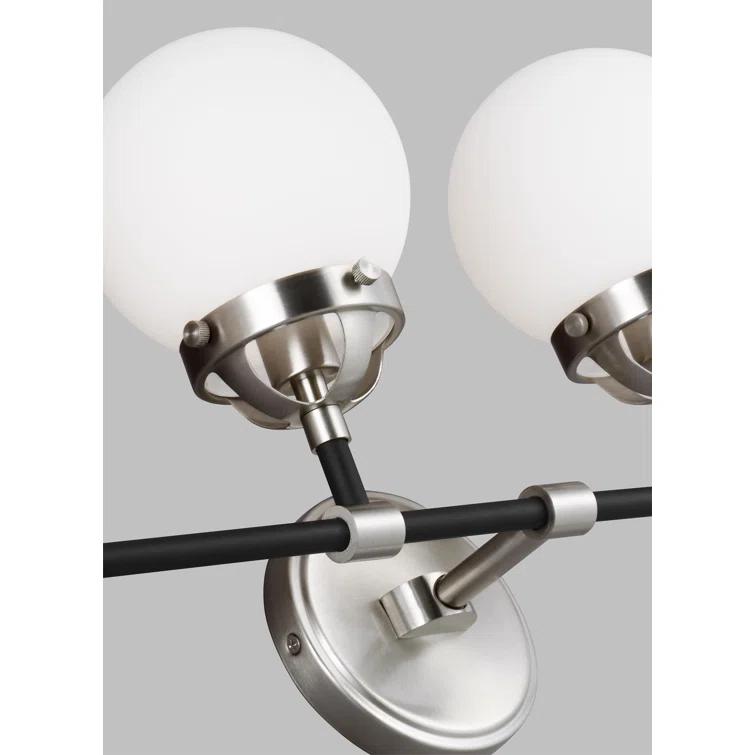 Midnight Black and Brushed Nickel 4-Light Vanity with Etched Glass