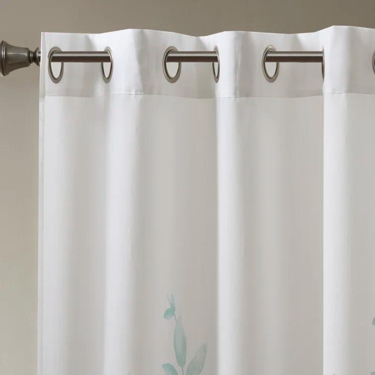 Madison Park Cecily Floral Printed Burnout Sheer Grommet Single Curtain Panel