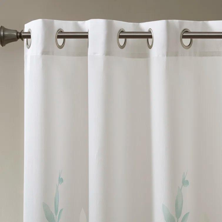 Madison Park Cecily Floral Printed Burnout Sheer Grommet Single Curtain Panel