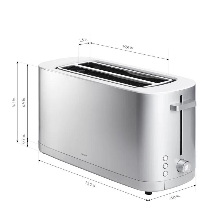 ZWILLING J.A. Henckels ZWILLING Enfinigy, 4-Slice Long Slot Toaster, Extra Wide 1.5" Slots for Bagels and Toast