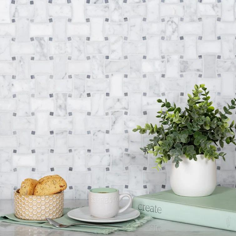 12" x 12" Natural Stone Basketweave Mosaic Wall & Floor Tile