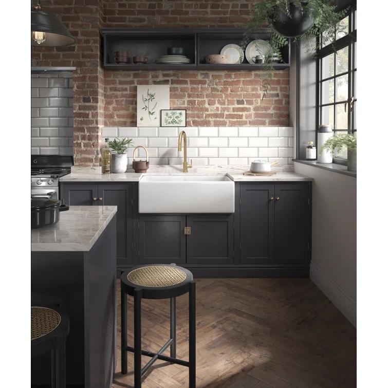 Shaker 33" Single Bowl Farmhouse Apron Front Fireclay Kitchen Sink