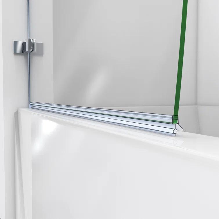 Aqua Uno 56" W x 58" H Hinged Semi-Frameless Tub Door