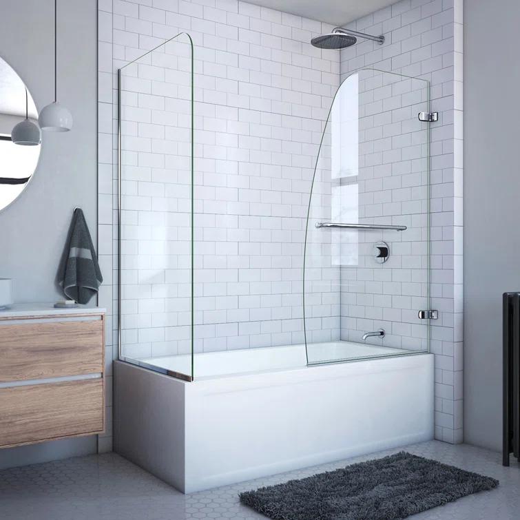 Aqua Uno 56" W x 58" H Hinged Semi-Frameless Tub Door