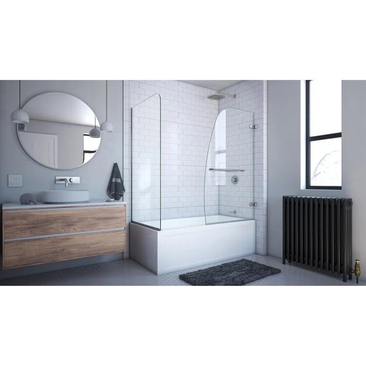 Aqua Uno 56" W x 58" H Hinged Semi-Frameless Tub Door