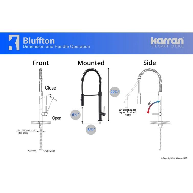 Karran Bluffton Single Handle Pull Down Sprayer Kitchen Faucet