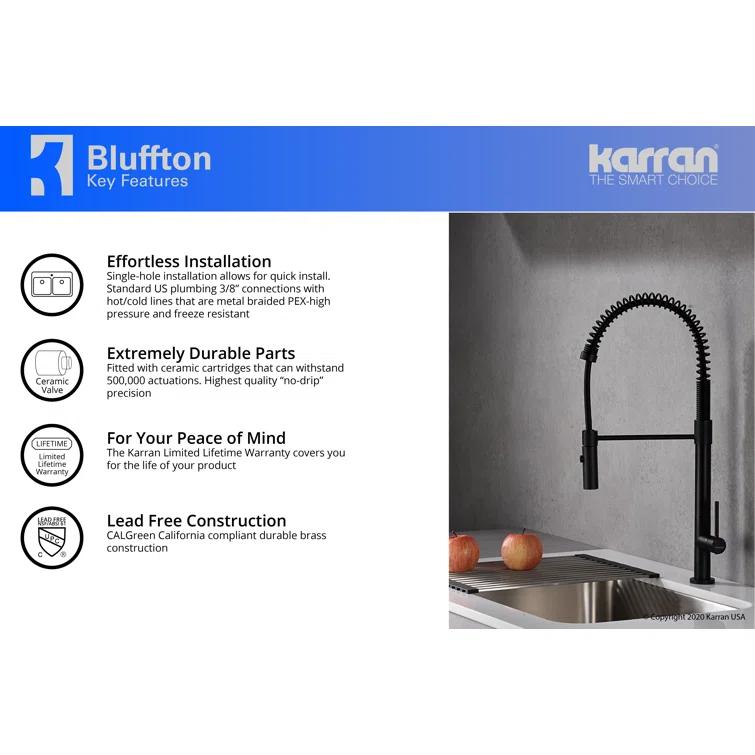 Karran Bluffton Single Handle Pull Down Sprayer Kitchen Faucet
