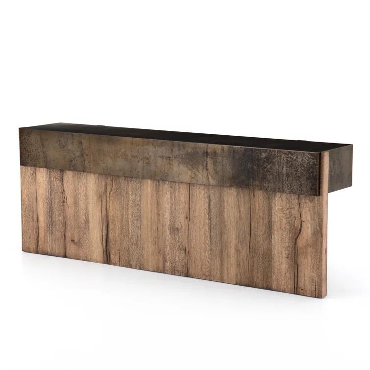 Mackinley 78.75" Rectangular Iron and Natural Oak Wood Console Table