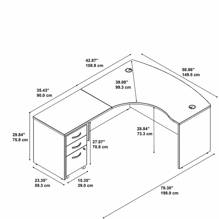 Series C L Shaped Desk with Mobile File Cabinet