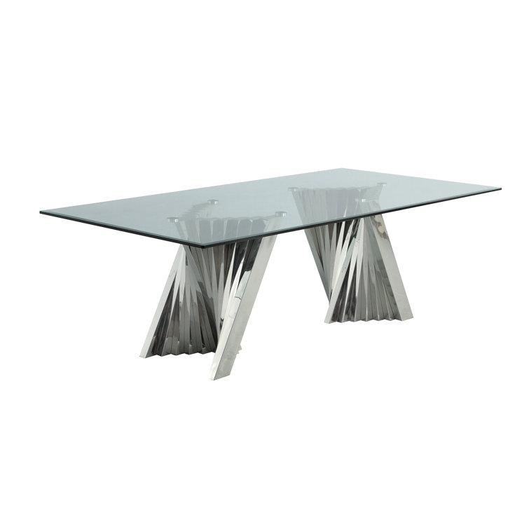 Glass Top Double Pedestal Dining Set