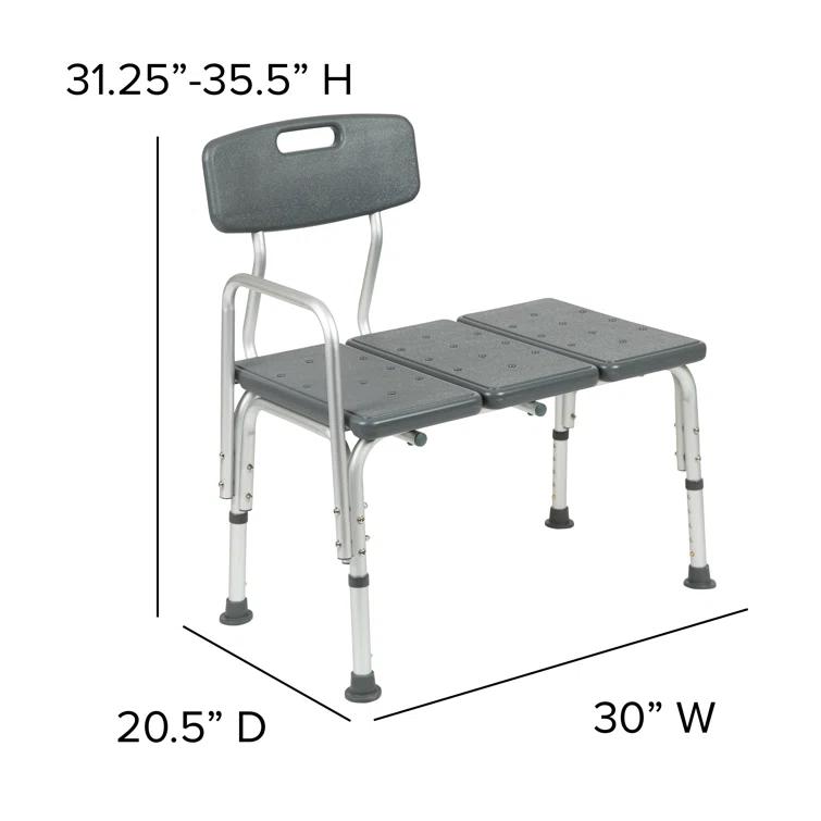 Phoebe Aluminum Height Adjustable Medical Shower Transfer Bench