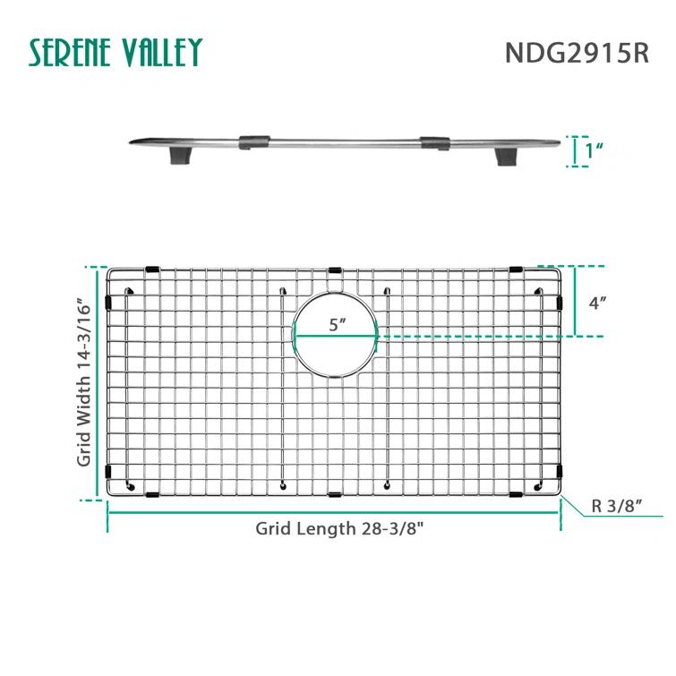 28.39-in x 14.17-in Rear Drain Heavy-Duty Stainless Steel Sink Grid