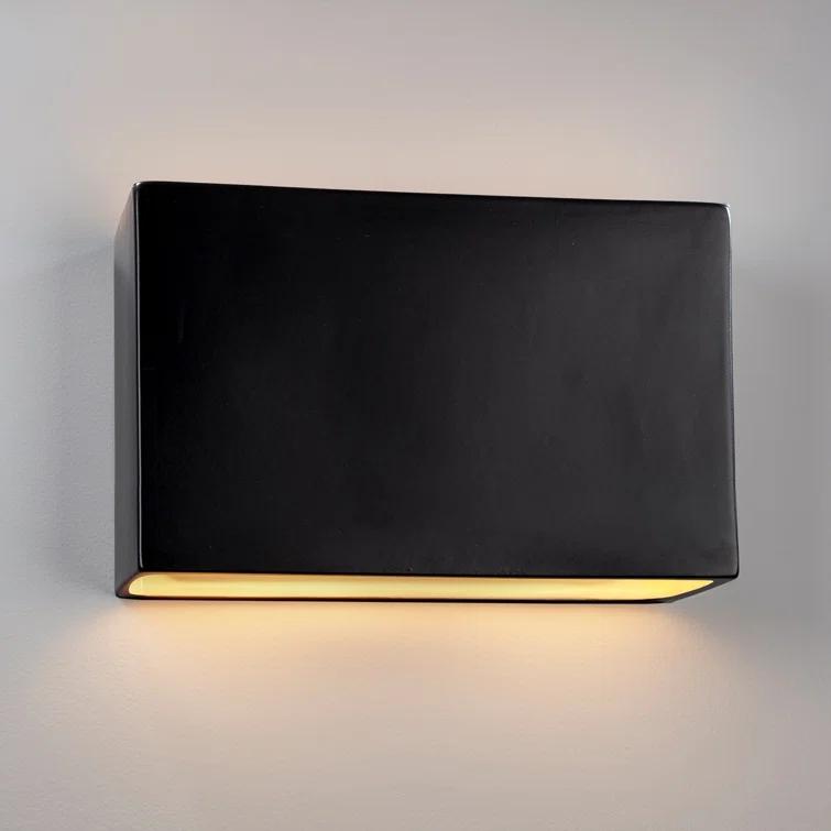 Black Ceramic Dimmable 6-Inch Rectangle Wall Sconce