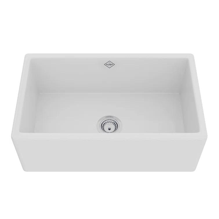 Shaws 30" Single Bowl Farmhouse Apron Front Fireclay Kitchen Sink