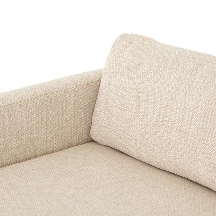 Everly Cream Fabric Two-Piece Sectional with Wood Base