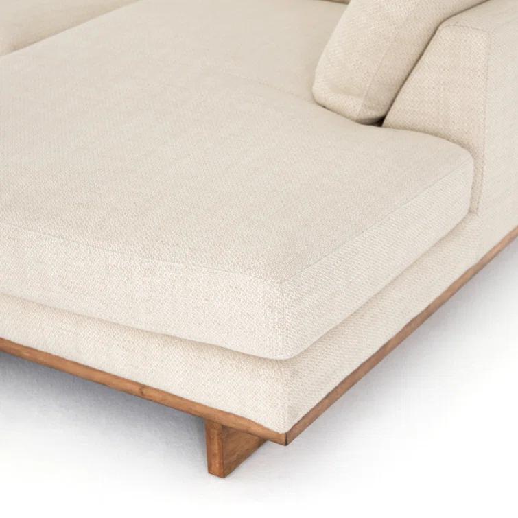 Everly Cream Fabric Two-Piece Sectional with Wood Base