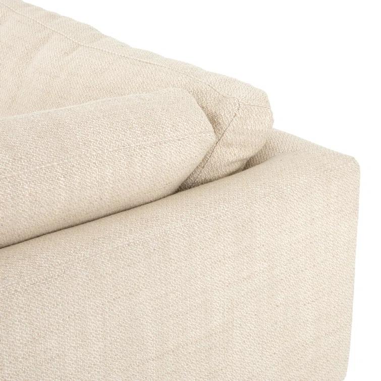 Everly Cream Fabric Two-Piece Sectional with Wood Base